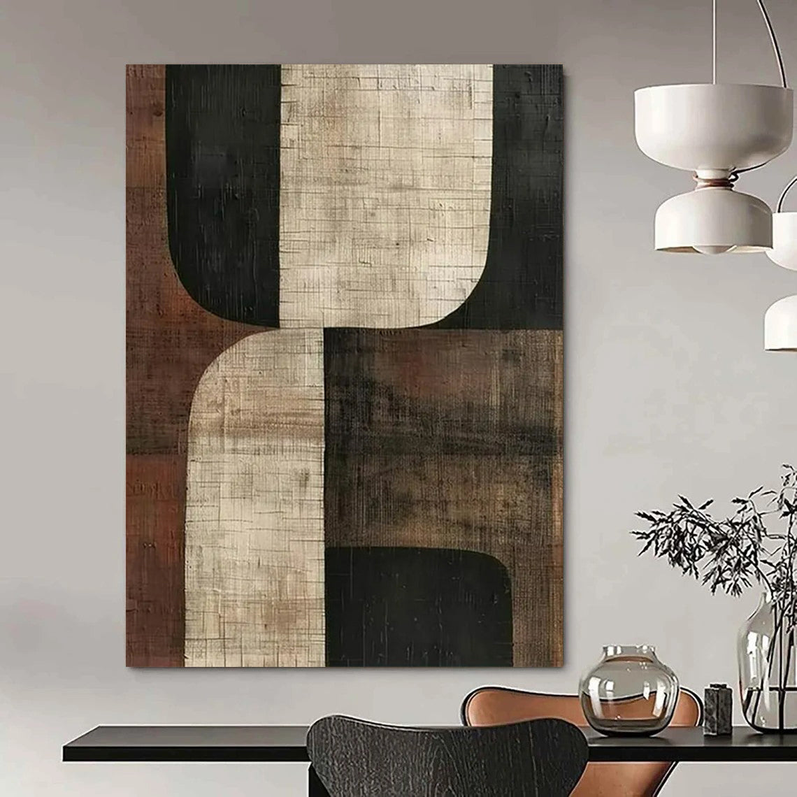 “Geometric Neutral Abstract” - Abstract Painting On Canvas CT2357
