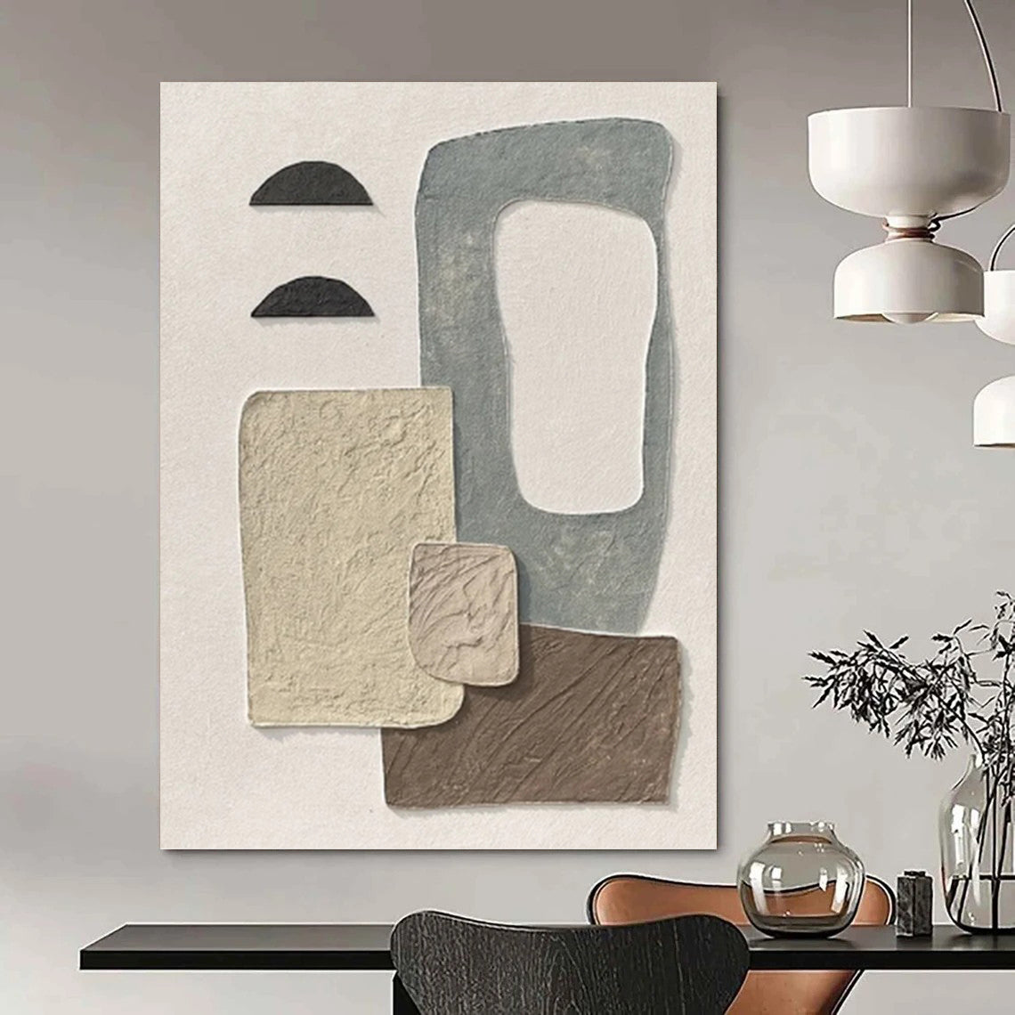 “Neutral - Toned Collage Abstract - Textured Stories” Painting On Canvas DKH1135