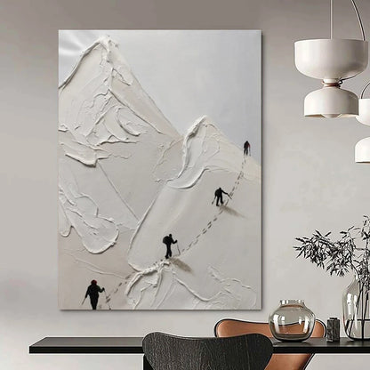 “White, Black Impasto Mountain ‘Climbing Journey’” - Textured Landscape Painting On Canvas DTP317