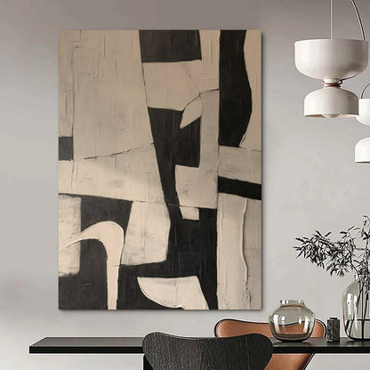 “Black - White Geometric Abstraction” – Abstract Geometric Art CT0977