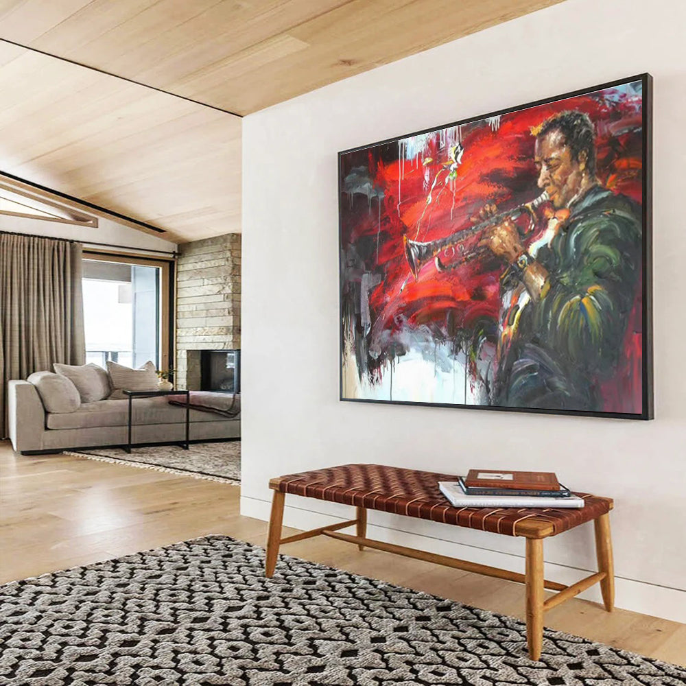 Jazz Musician in Color - Expressionistic Portrait Painting On Canvas DKH636