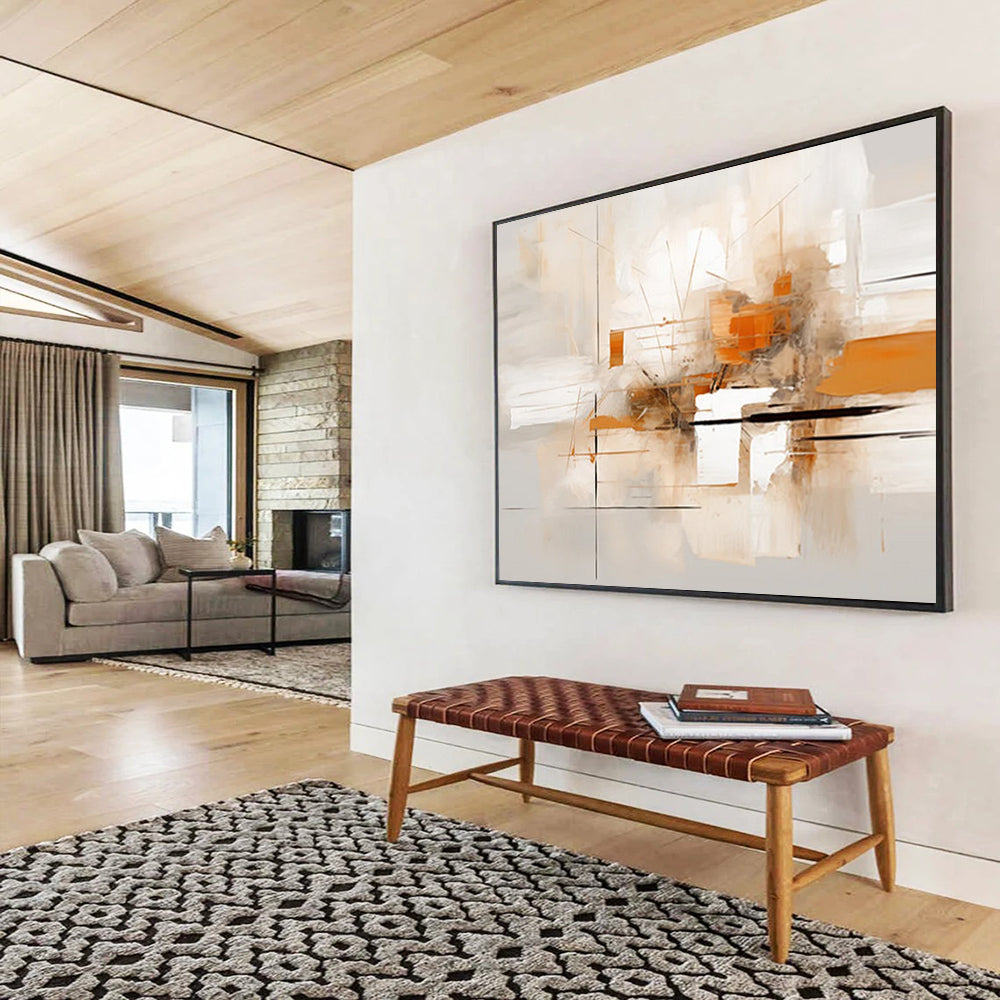 “Subtle Tones Abstract Geometry” Minimalist Abstract Painting On Canvas DLZ097