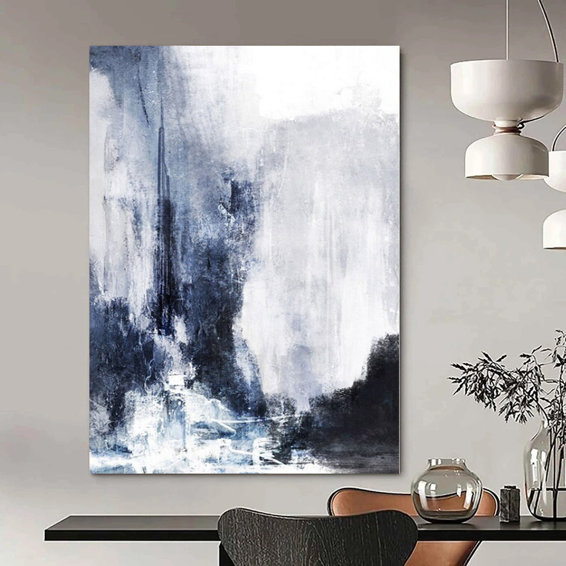 “Blue - Gray Abstract Cityscape” – Abstract Cityscape Painting CT1132