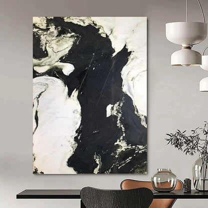 “Textured Black & White Impasto” - Monochromatic Textured Abstract Painting DKH1047