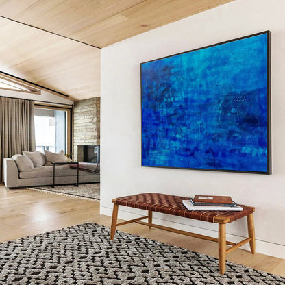 Deep Blue Abstract “Mystic Blue Depths” Painting On Canvas DKH072