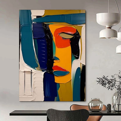“Abstract Face: Bold Color Block Portrait” - Modernist Figurative Acrylic on Canvas CT1907