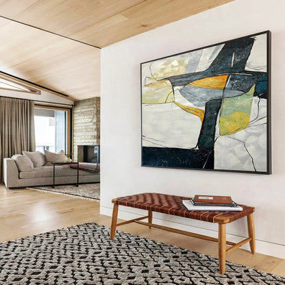 “Color - Blocked, Abstract Forms ‘Geometric Coastal Abstraction’” - Abstract Geometric Painting On Canvas DLZ038
