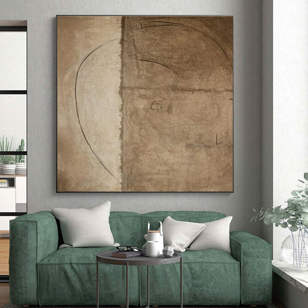 Brown Sketch - like Lines, "Earthy Draft" - Abstract Sketch Painting CT0708