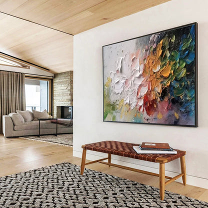 “Textured Blooms” - Multicolor, Thick - Stroked Floral Abstract Painting On Canvas DKH700