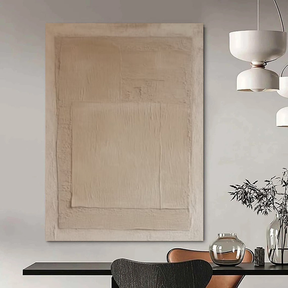 “Beige Minimalist Texture ‘Understated Elegance’” - Textured Abstract Painting On Canvas DTP360