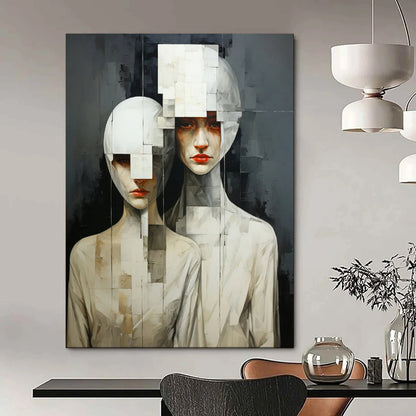 “Fragmented Figures: Cubist - Inspired Portrait” - Modernist Figurative Acrylic on Canvas CT1895