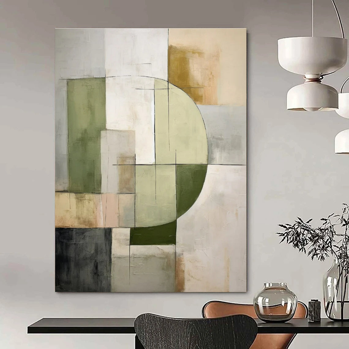 Earthy Tones, Geometric Shapes & Lines - "Earthy Geometry" - Abstract Acrylic Painting CT1451