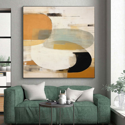 Earth - Toned Circular & Curved Shapes, “Desert Rhythms” - Abstract Geometric Acrylic Painting CT0752