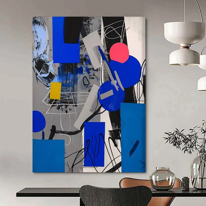 “Geometric Blue - Gray Abstract” - Minimalist - Inspired Abstract Painting On Canvas DTP110