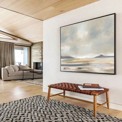 “Neutral Tones: Misty Landscape” Abstract Landscape Painting On Canvas DKH359