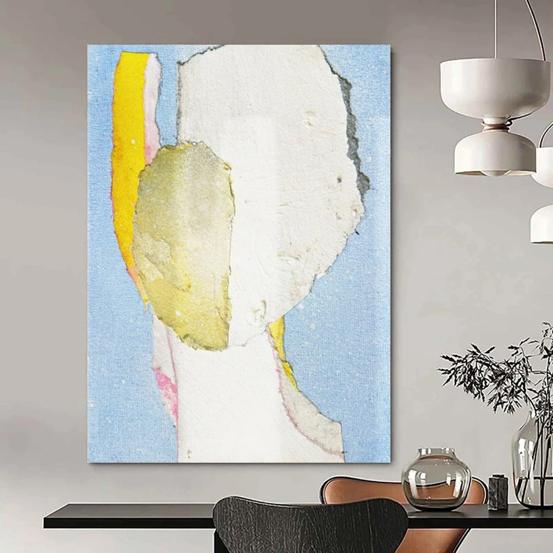 “Collage Portrait 3” - Mixed - media Abstract Portrait Painting On Canvas CT2225