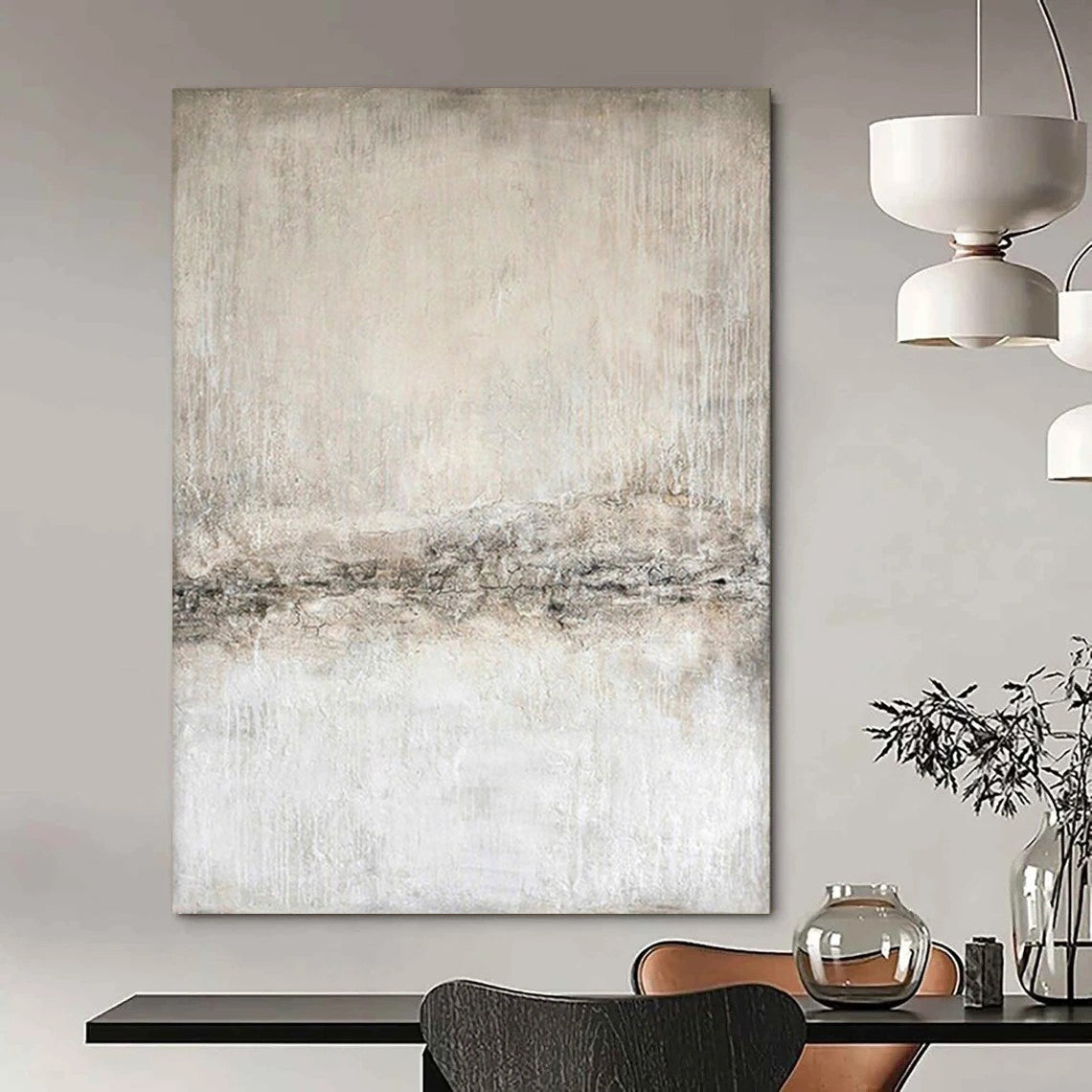 “Pure White & Light Gray Minimalist” – Abstract Minimalist Art CT0966