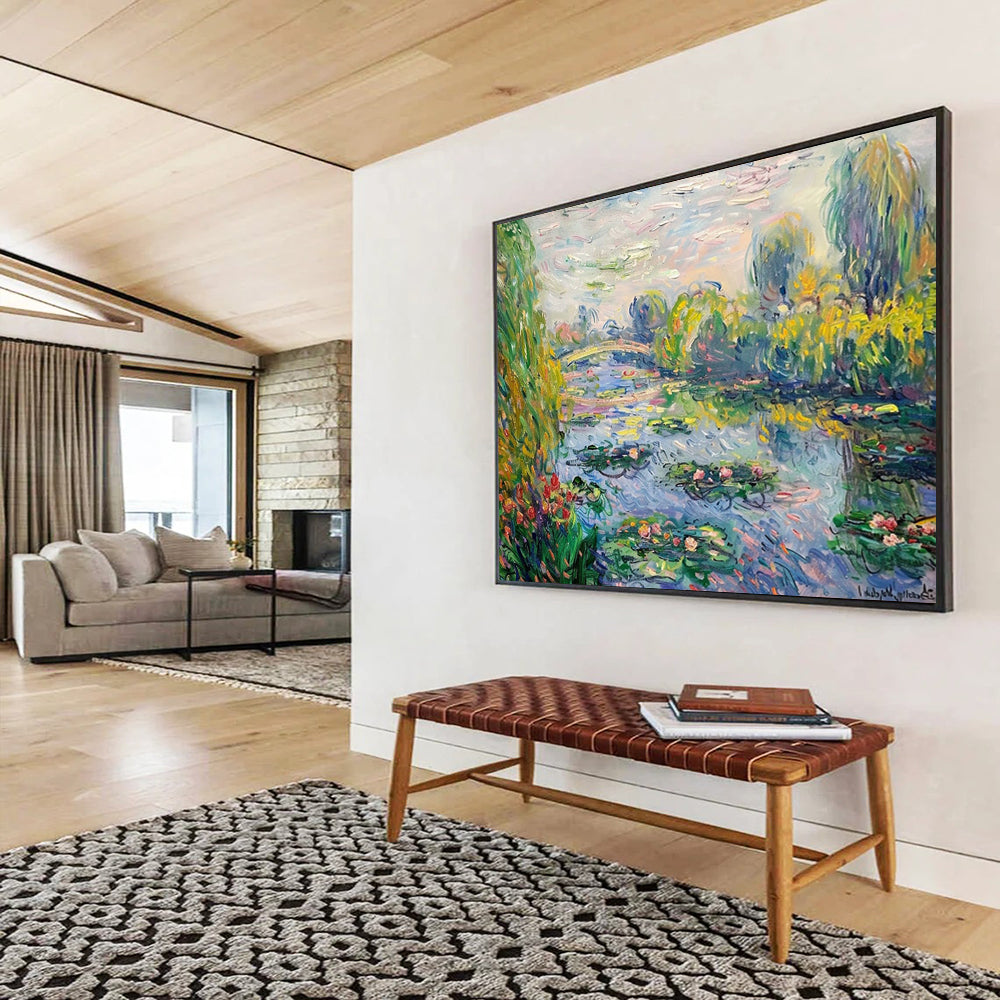 Monet - Inspired Water Lilies - Impressionist Landscape Painting On Canvas DLZ197