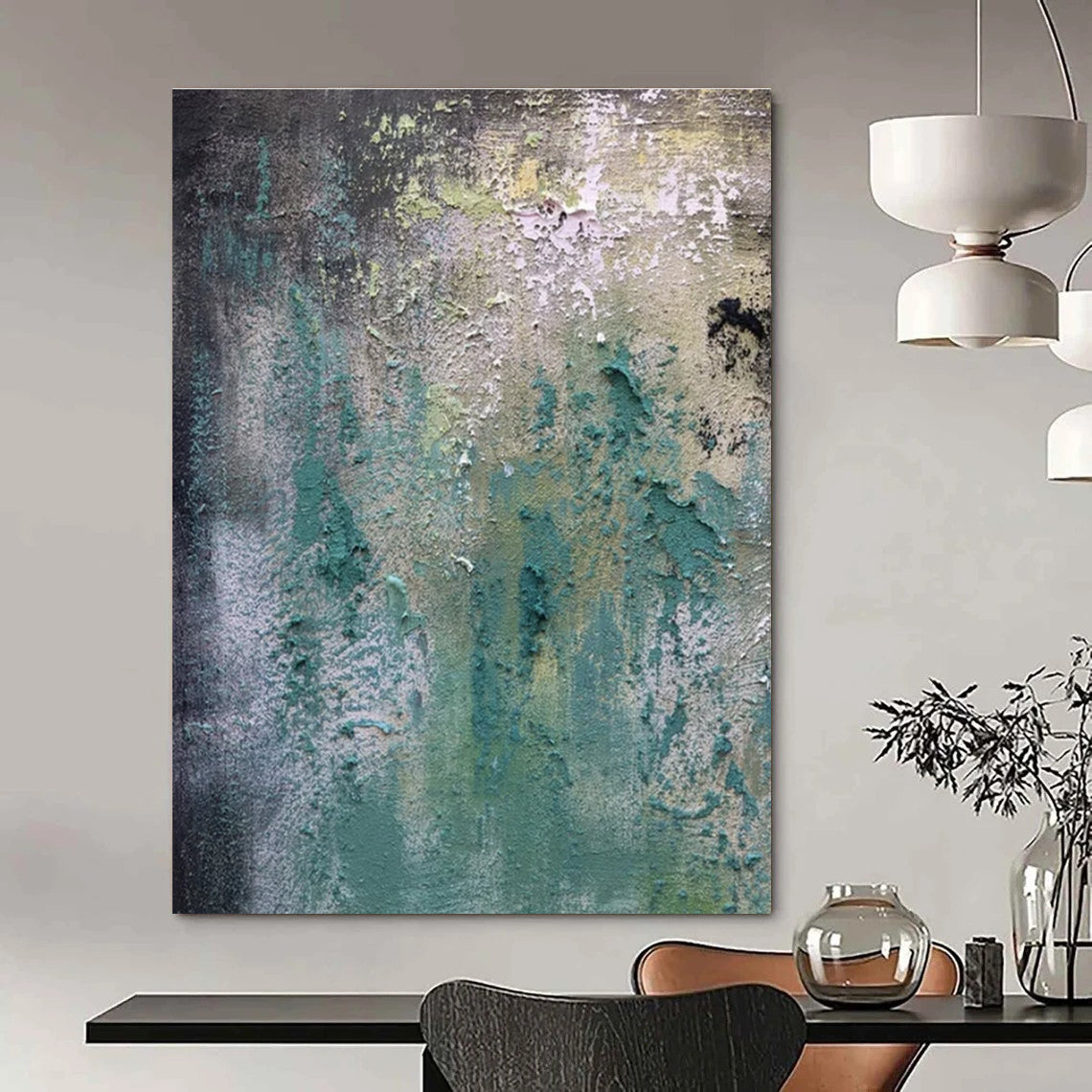 Green, Blue & Grey Textured Layers - "Weathered Walls" - Abstract Textured Painting CT1472