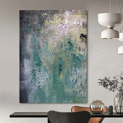 Green, Blue & Grey Textured Layers - "Weathered Walls" - Abstract Textured Painting CT1472