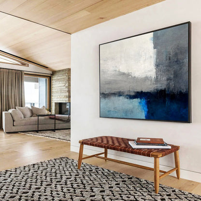 “Gray - Blue Abstract Horizon” Abstract Painting On Canvas DLZ074