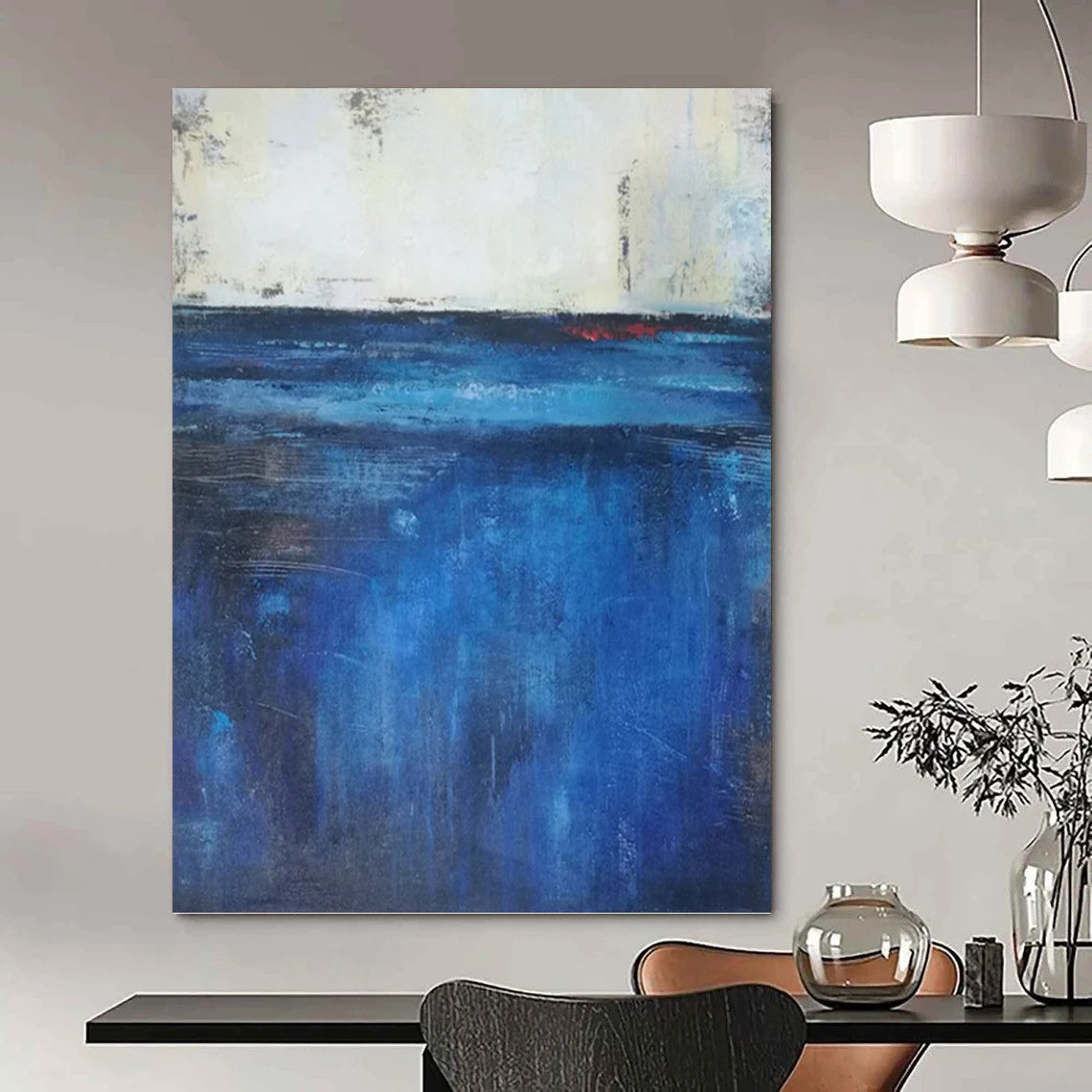 “Blue Calm” - Shades of Blue Abstract Landscape - Inspired Painting On Canvas DKH1567