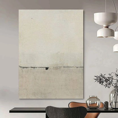 “Light Gray Textured Surface with Crack” - Minimalist Abstract Painting On Canvas DKH1122