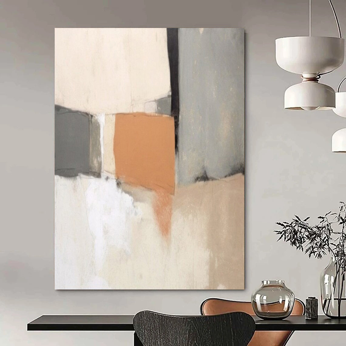 “Earth - Tone Geometric Collage” – Minimalist Abstract Art CT1040