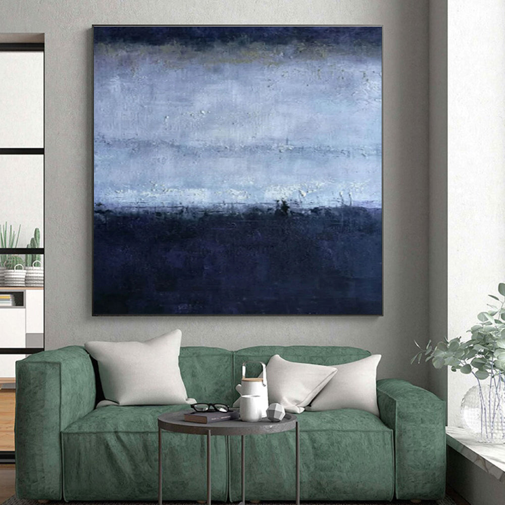 “Moody Blue Gradient” ，Abstract Seascape Oil Painting CT0897