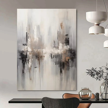 “Neutral Cityscape Abstraction” - Abstract Cityscape Painting On Canvas DTP122