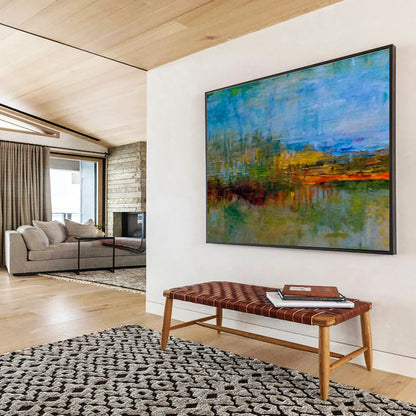 “Colorful Abstract Landscape” Abstract Post - Impressionist Painting On Canvas DKH390