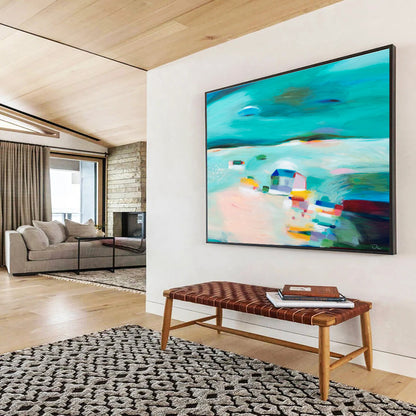 Abstract Coastal Scene - Soft Hues and Dreamy Forms Painting On Canvas DKH058