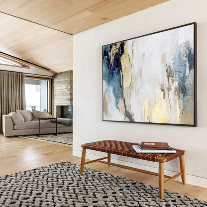 “Blue - Gold Abstract Elegance” Abstract Acrylic Painting On Canvas DKH507
