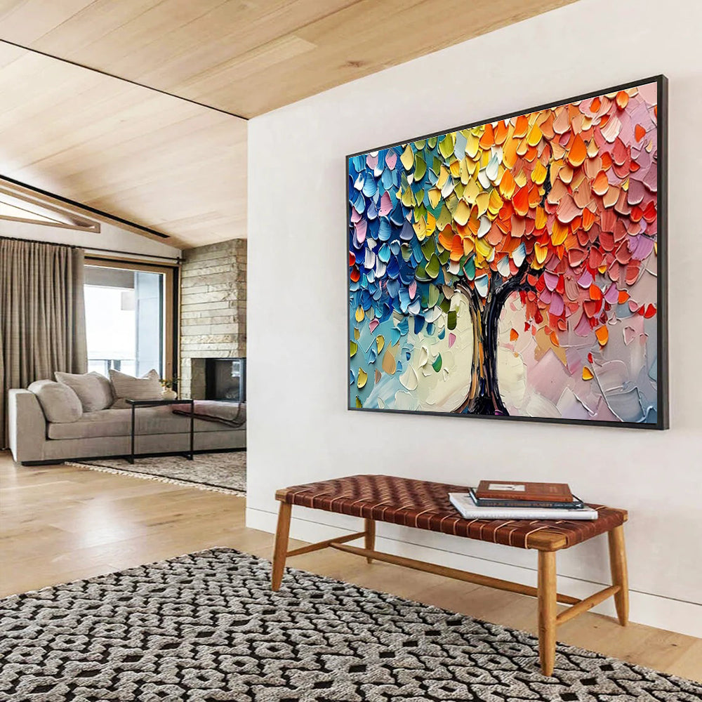“Colorful Palette Knife Tree” - Whimsical Landscape Painting On Canvas DKH798