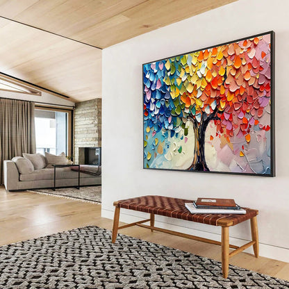 “Colorful Palette Knife Tree” - Whimsical Landscape Painting On Canvas DKH798