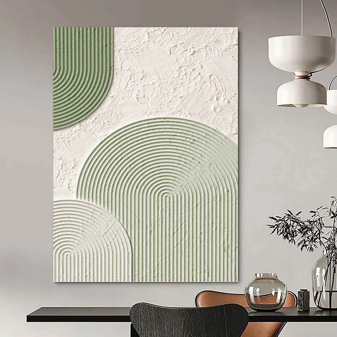 Minimalist Green and White Textured Abstract - Abstract Painting On Canvas DKH1488