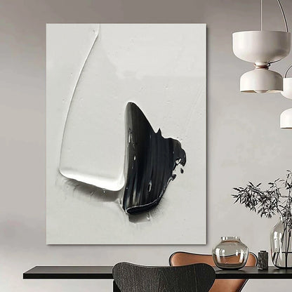 “Dramatic Black - White Contrast” - Minimalist Textured Painting On Canvas DKH1671