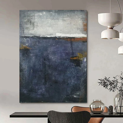 “Moody Waters” - Shades of Blue and Gray Abstract Landscape Painting On Canvas DKH1573