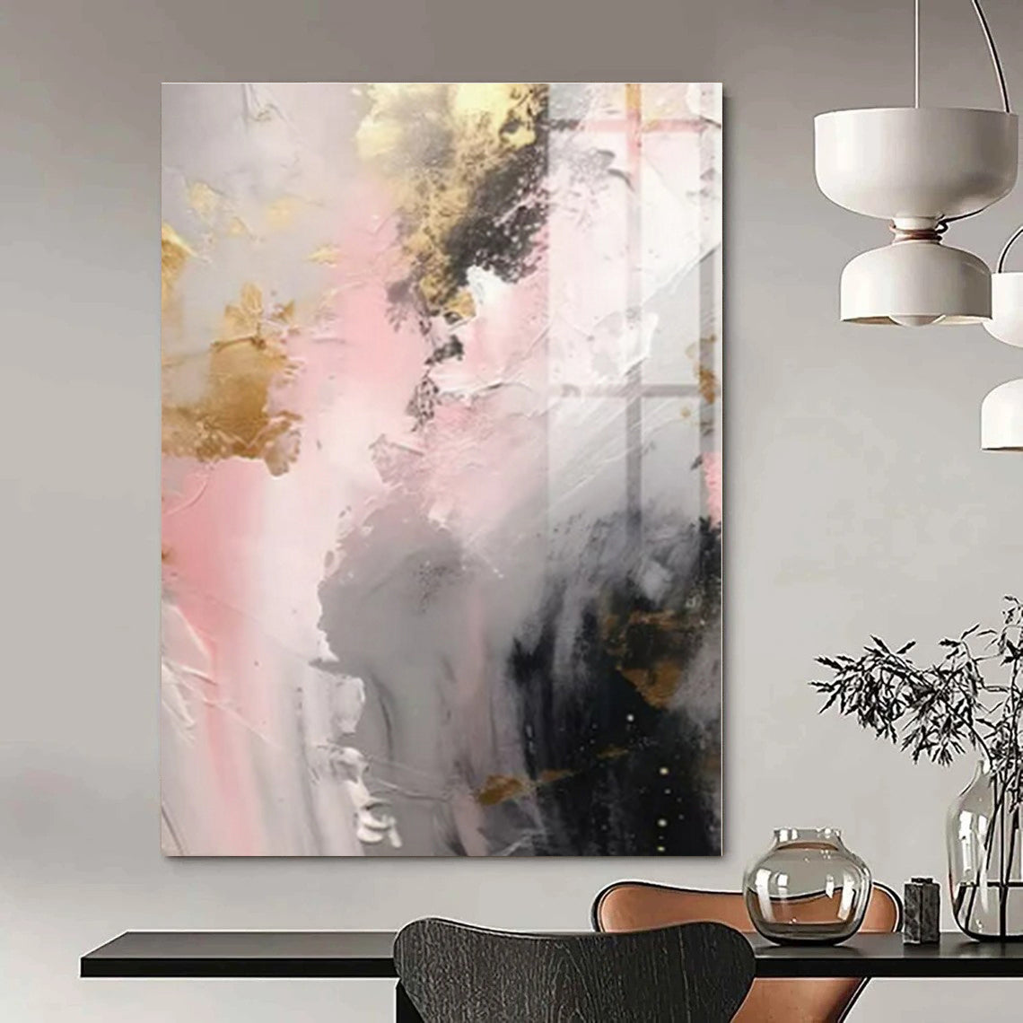 Blush & Gold Dreamscape - Abstract Impasto Acrylic CT1245