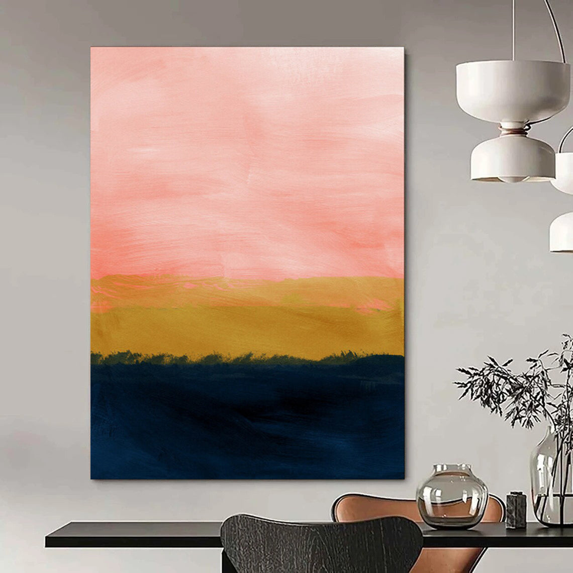“Pink and Gold Sunset” - Minimalist Landscape CT2022