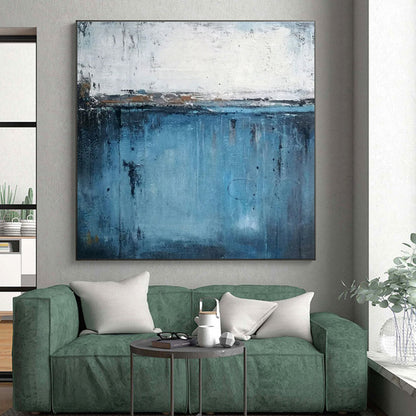 “Abstract Coastal Drip: Textured Seascape Art” ，Abstract Seascape Acrylic Painting CT0883