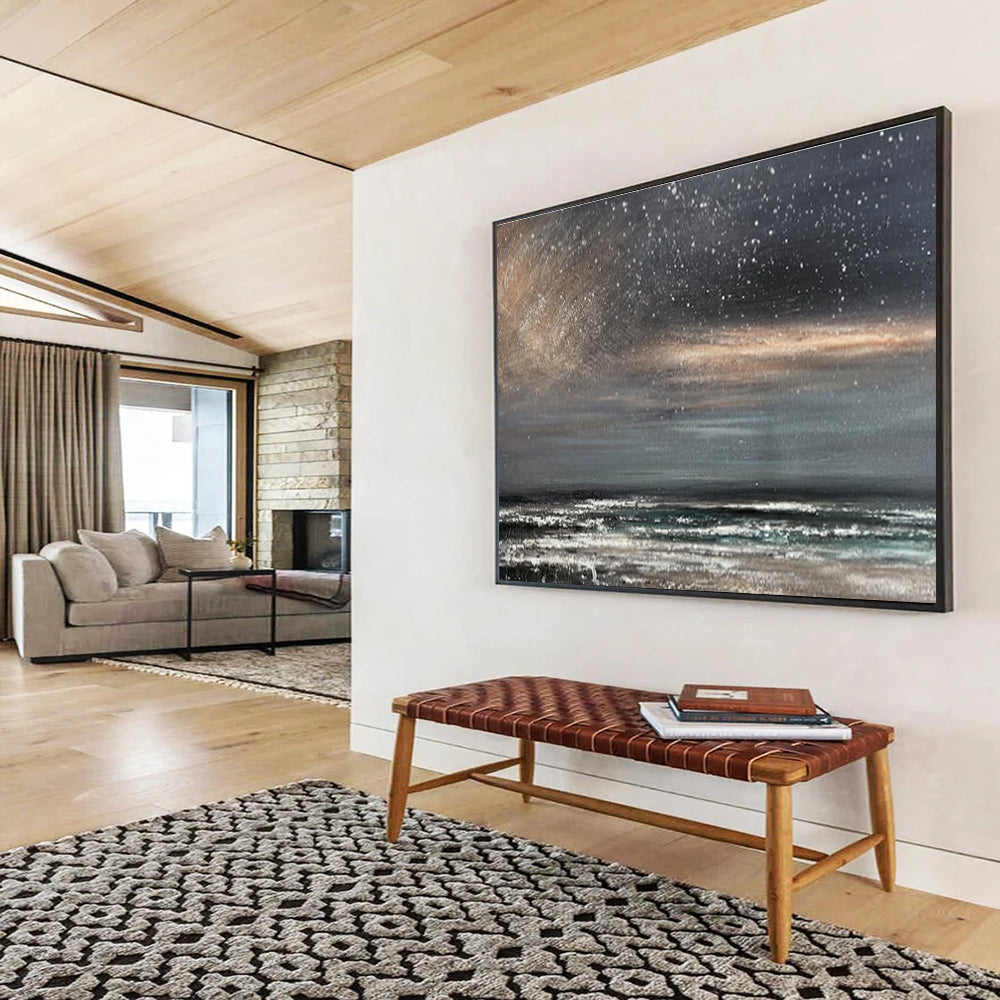 Dark Sky and Sparkling Sea “Starry Night Shore” Painting On Canvas DKH103