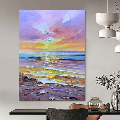 “Colorful Sunset sea - Purple, Orange, Blue Sunset Beach Scene” Painting On Canvas DTP261