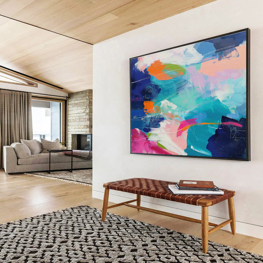 “Colorful Abstract Fusion” Abstract Acrylic Painting On Canvas DKH489