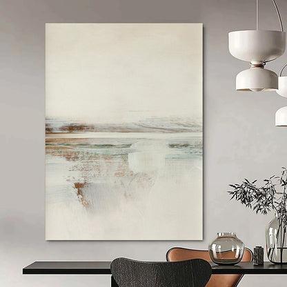 “Soft Tones Coastal View” - Beige, Blue, Green Abstract Landscape Painting On Canvas DTP225