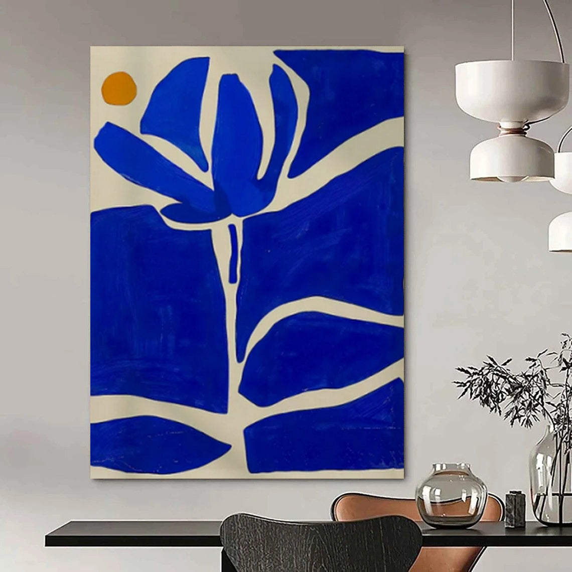 “Blue - White Floral Abstract” ，Abstract Floral Acrylic Painting CT0949