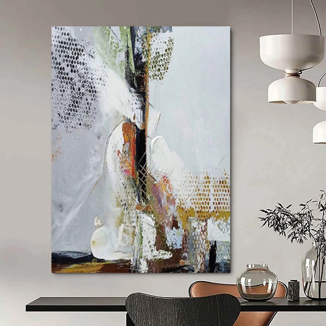 “Mixed - Media Abstract Layers” - Mixed - Media Abstract Painting On Canvas DTP043