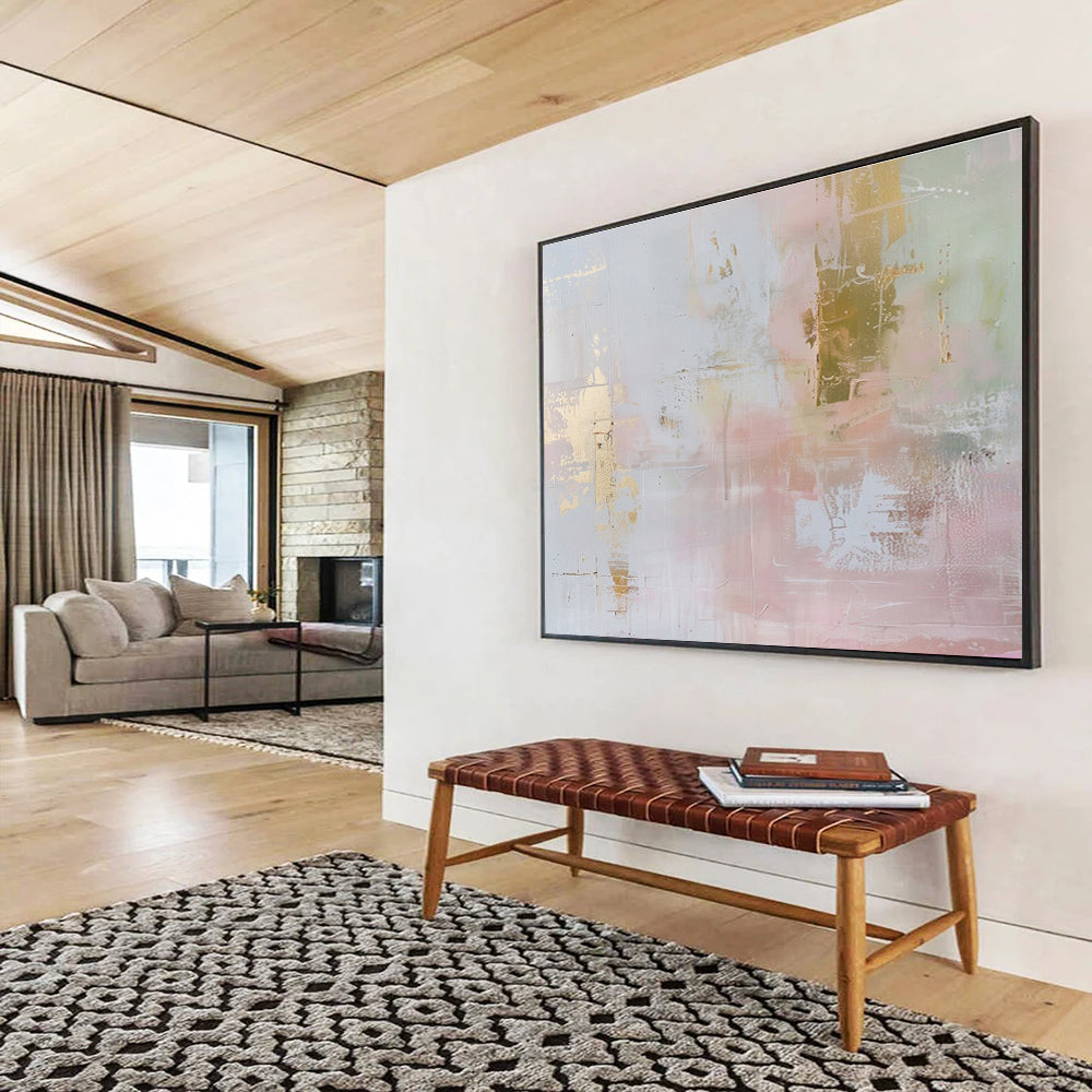 “Pastel & Gold Abstract Elegance” Abstract Acrylic Painting On Canvas DKH498