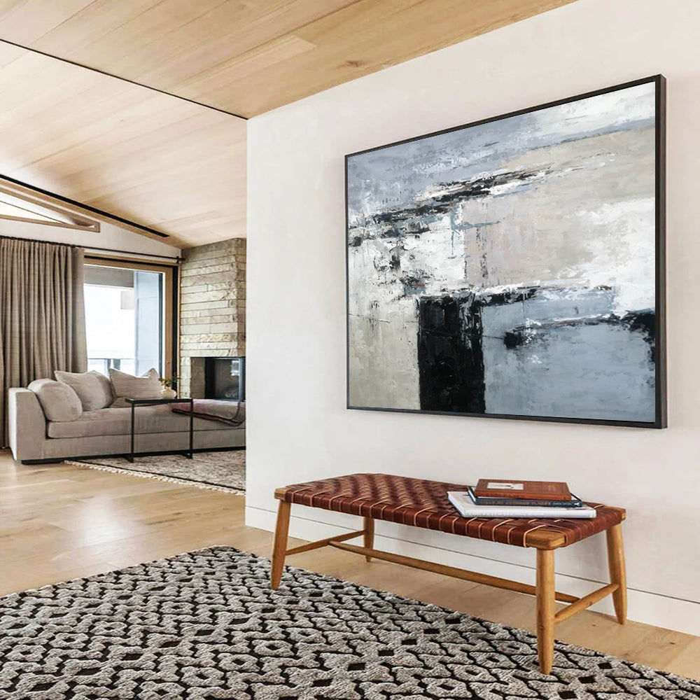 “Muted Gray - Blue Abstract” Minimalist Abstract Painting On Canvas DLZ152