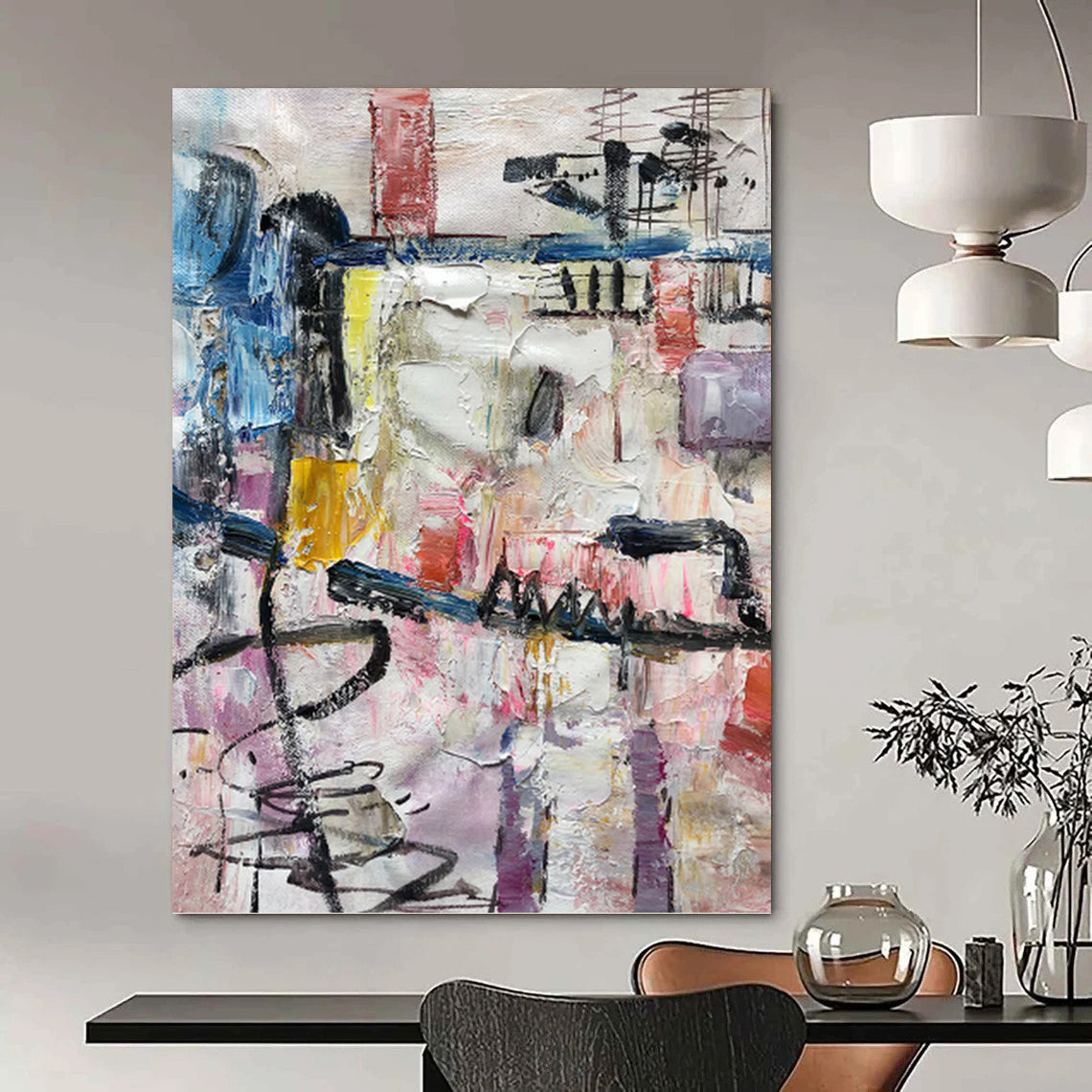 Colorful Urban Abstraction - Abstract Expressionist Painting On Canvas DKH1268